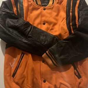 Men's Orange and Black Bomber Jacket